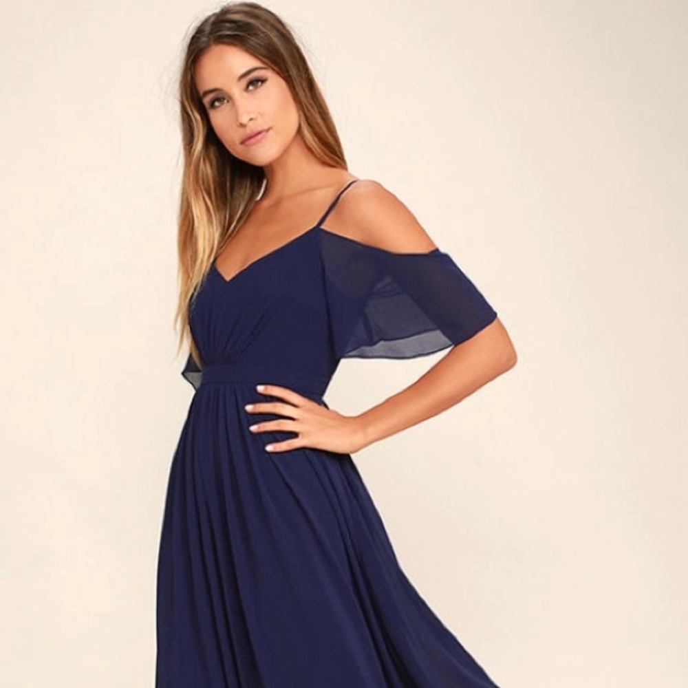 🆕 Lulu’s Ways of Desire Navy Blue Maxi Dress